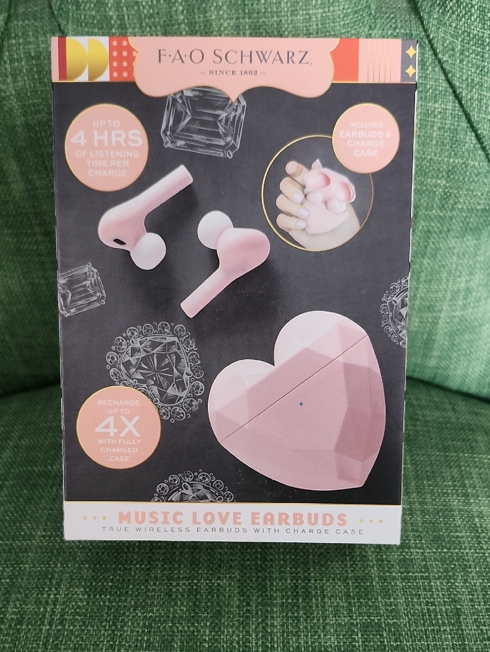 FAO Schwarz Pink Heart Charging Case True Wireless Earbuds